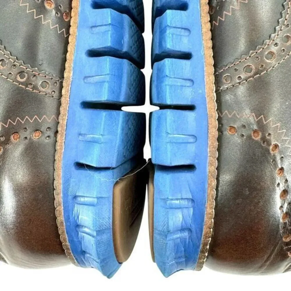 Cole Haan Zerogrand‎ Wingtip Oxford Shoes C26207 Blue Brown Leather Men's 8 M